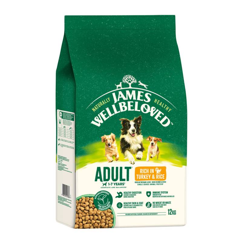 James Wellbeloved Adult Dog Hypoallergenic Truthahn & Reis - Sparpaket: 2 x 12 kg von James Wellbeloved