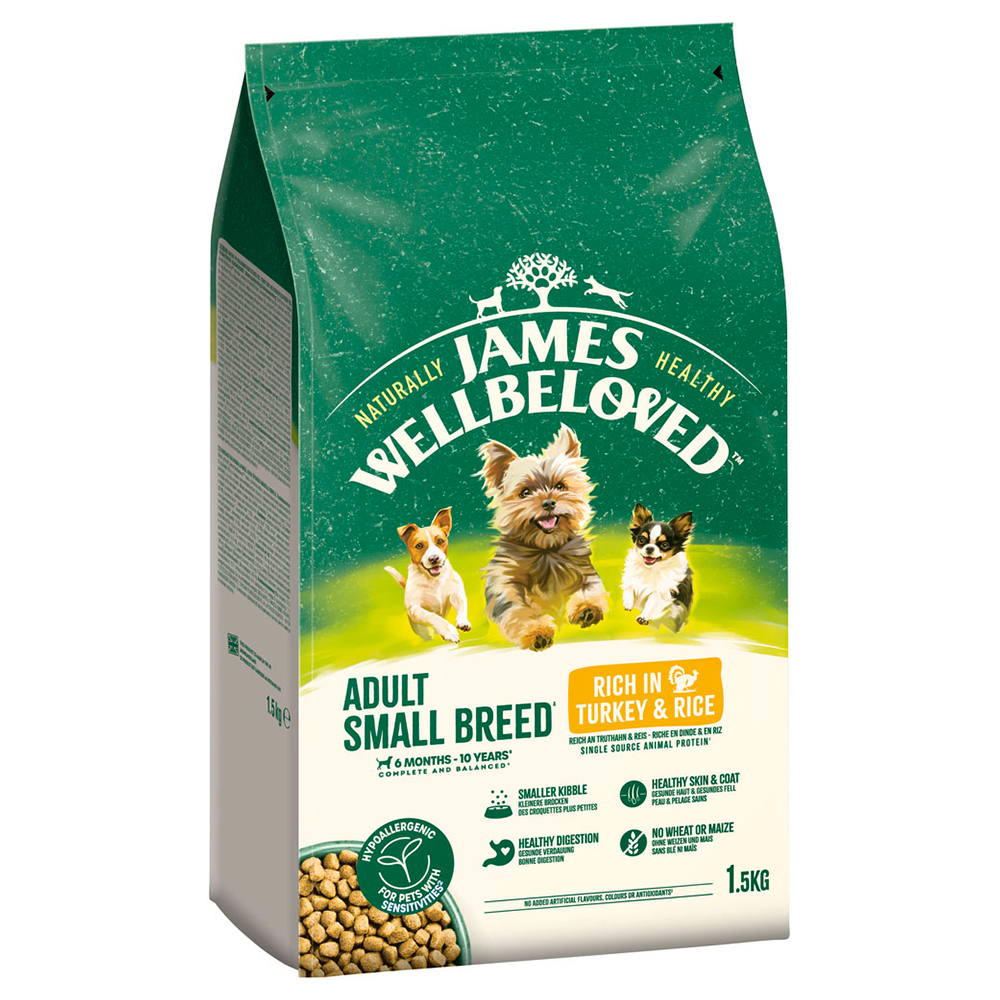 James Wellbeloved Adult Small Breed Dog Hypoallergenic Truthahn & Reis - 1,5 kg von James Wellbeloved