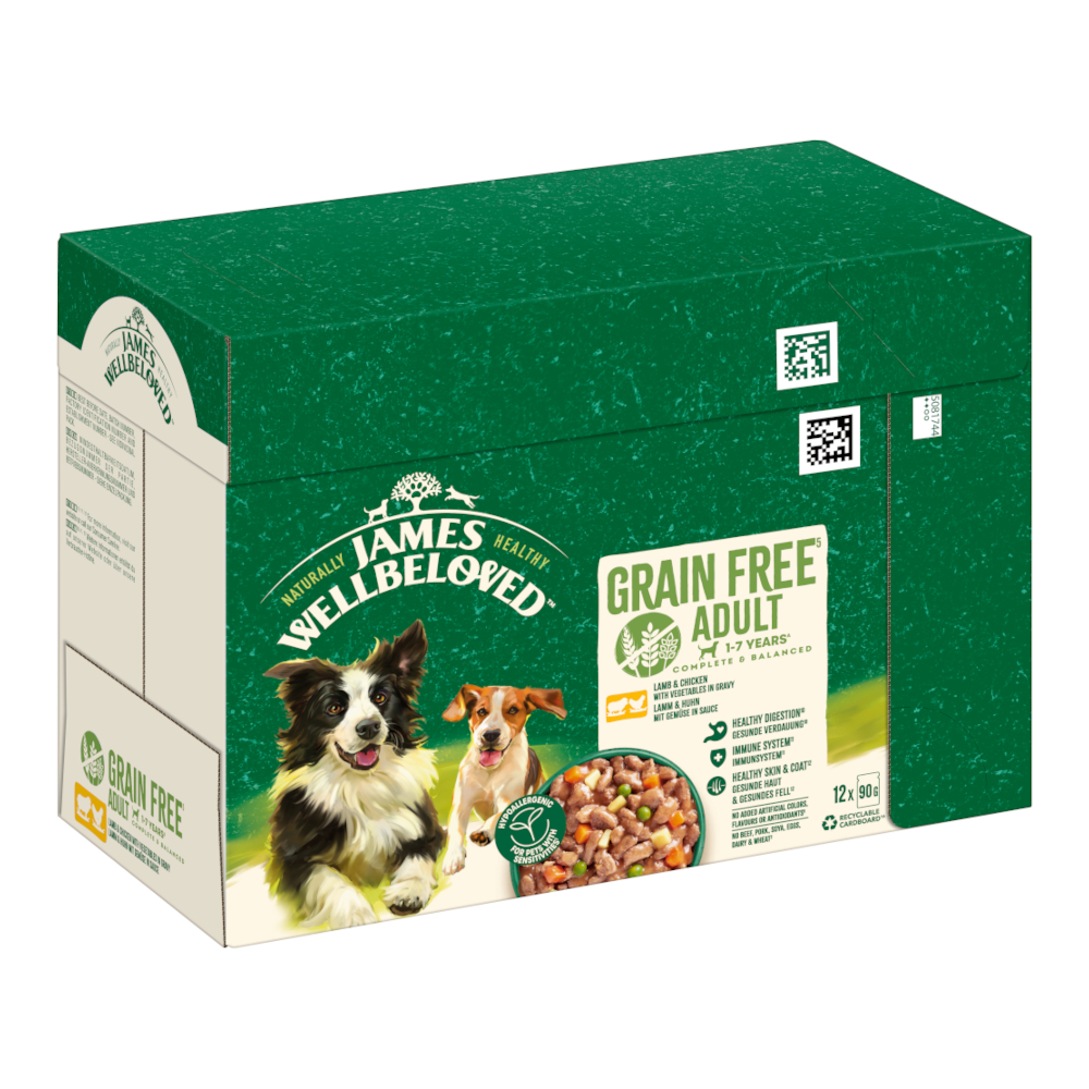 James Wellbeloved Grain Free Hypoallergenic Lamm & Huhn mit Gemüse - 12 x 90 g von James Wellbeloved