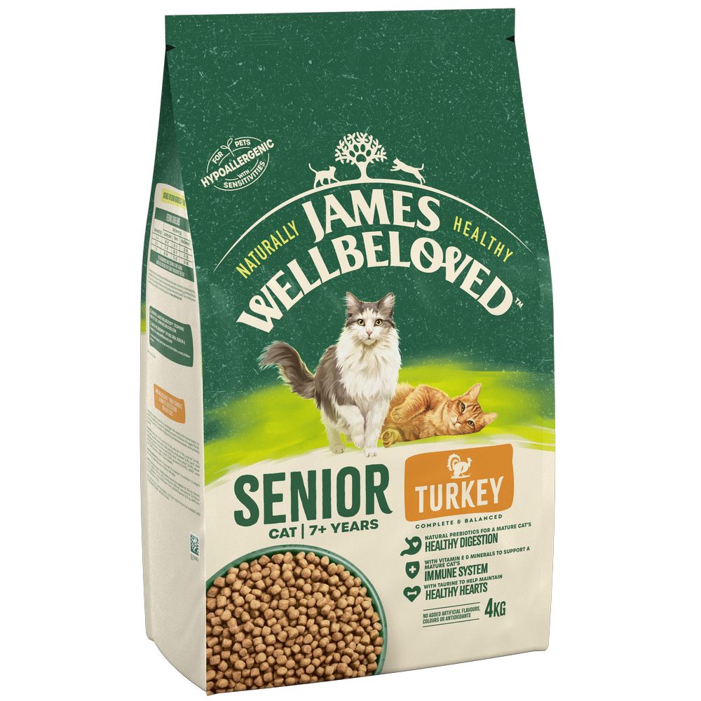 James Wellbeloved Senior Cat Truthahn & Reis - Sparpaket: 2 x 4 kg von James Wellbeloved