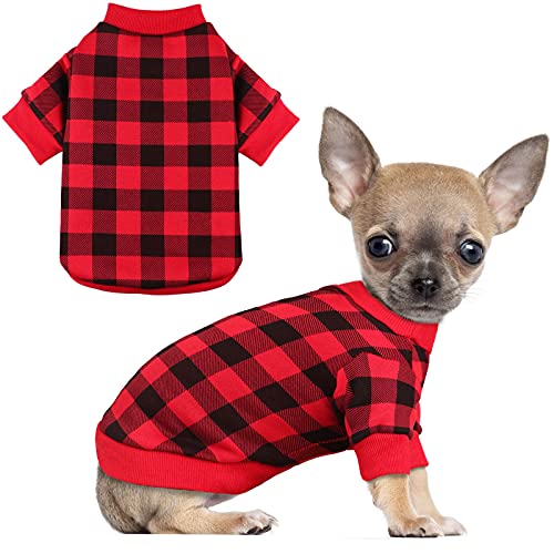 Hunde-Fleecepullover für kleine Hunde, Buffalo Plaid Hundekleidung, weich, dick, warm, für kleine Hunde, Mädchen und Jungen (M) von Jamktepat