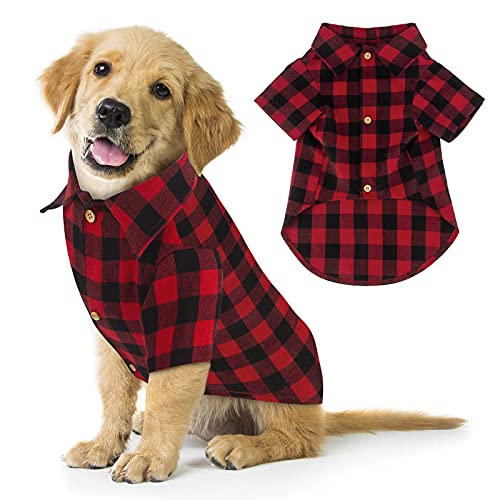 Hunde-Shirt, kariert, roter Büffel, für kleine, mittelgroße und große Hunde, Welpen, Katzen, Halloween, Thanksgiving, Weihnachten, Kostüme (M) von Jamktepat