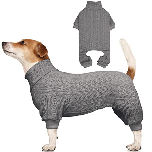 Hundepullover mit Rollkragen, gestrickt, einfarbig, Welpenpullover, warm, für große Hunde (Grau und L) von Jamktepat