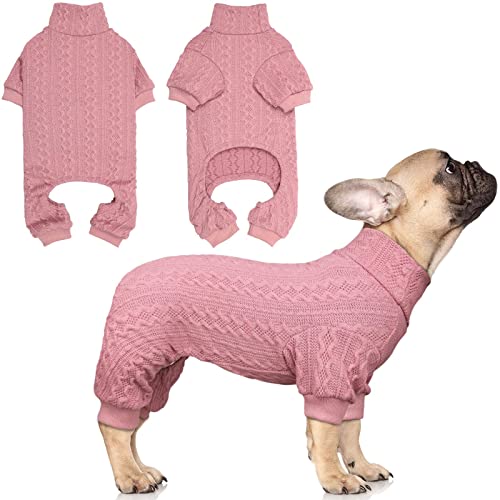 Hundepullover mit Rollkragen, gestrickt, einfarbig, für kleine Hunde, Rosa und XS von Jamktepat