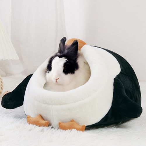 JanYoo Guinea Pig Meerschweinchen Versteck Zubehör Kaninchen Bett Matte, Warme Meerschweinchen Höhle, Waschbar Bettmatte für Chinchillas, Igel, Frettchen, Ratten, Kätzchen usw.(Pinguine,L) von JanYoo