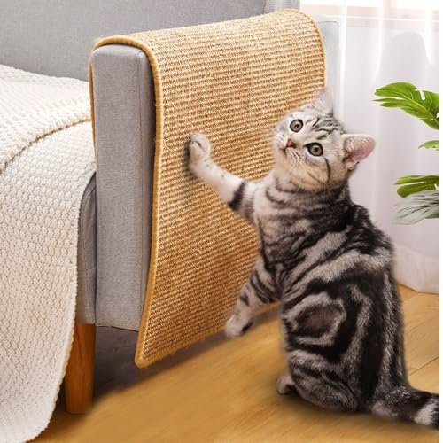 JanYoo Katze Kratzschutz Katzenkratzmatte Sisal Katzenkratzmatte Kratzmatte für Katze Katzenkratzmatte für Sofa Möbel Tür Kratzschutz 60 × 40 cm(Braun) von JanYoo