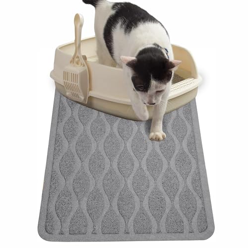 JanYoo Katzenstreu Matte wasserdichte Katzenklo Matte 90 x 60 cm, Strapazierfähige PVC Katzenmatte Katzenstreu-Teppich mit Streuungskontrolle Katzenklo Vorleger rutschfest Weniger Abfall von JanYoo