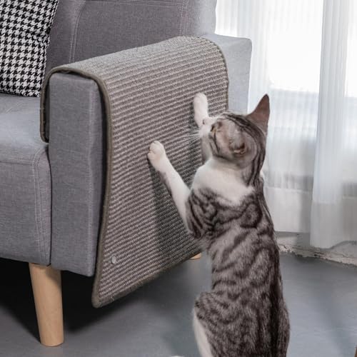 JanYoo Kratzmatte für Sofa, Katze, Kratzschutz, Sisal für Katzen, Kratzmatte, Teppich, Schutz von Möbeln, 60 x 40 cm (grau) von JanYoo