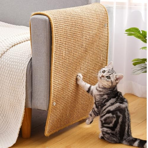 Katze Kratzschutz Katzenkratzmatte Sisal Katzenkratzmatte Kratzmatte für Katze Katzenkratzmatte für Sofa Möbel Tür Kratzschutz 60 × 40 cm (Braun) von JanYoo