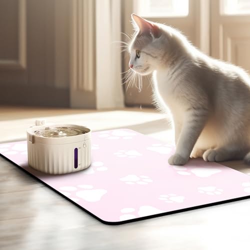 JanYoo Napfunterlage Katzen Futternapf Unterlage 50x35cm, wasserdichte Haustier Futtermatten rutschfeste Unterlage Katzennapf Fressnapf Futtermatte Katzenfutter Futternapf Matte(Rosa) von JanYoo