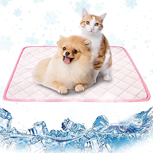 Kühlmatte Für Hunde Nicht Gel, Haustier Kühlmatte Für Katzen, Haustier Hund Selbstkühlende Matte Pad, Kaninchen Kühlmatte, Baby/Tier Kühlmatte Cartoon Ungiftig Sofa Autositz Sommer Eiskühlmatte (X-Large, Rosa) von Jannity