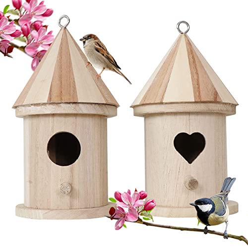 Vogelhäuschen zum Aufhängen, Vogelhäuser für Garten, 8 x 16 cm, Vogelhaus-Set, Nistkästen für Wildvögel, Schwalbe Rotkehlchen, Nistkasten, Vogelhaus-Kits für Kinder, Gartendekorationen für kleine Vögel, 2 Stück von Jannity