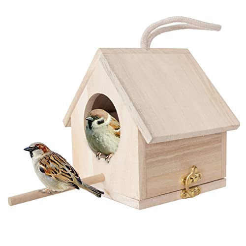 Vogelnestkasten aus Holz, Vogelhäuser zum Aufhängen im Freien, Rotkehlchen-Nistkasten, hängendes Vogelhaus, Vogelzuchtbox, Fenster-Nistkasten für Vögel, Vogelhäuser für Garten, Vogelhäuser für draußen von Jannity