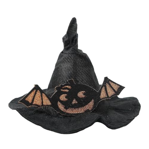 Halloween-Katzenhut – Halloween-Haustierhut – Gruseliger Kürbishut mit Fledermaus-Design – Gruseliger Kürbishut mit Fledermaus-Design ohne Haare für Haustiere von Janurium