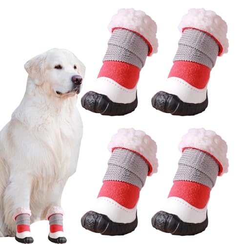 Hunde-Schneestiefel – Wander-Hundestiefel, Rutschfeste Haustierstiefel | Tierische Schneeschuhe Für Kaltes Wetter Mit Doppeltem Isolationsdesign, Wasserdichte Hundestiefel Für Haustiere Zum Wandern Im von Janurium