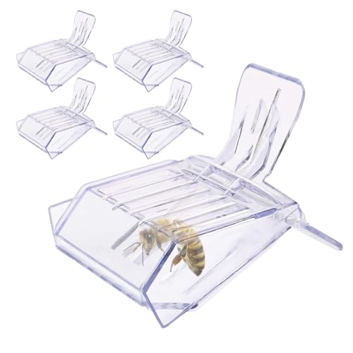 Janurium Queen Bee Clip, 5 Stück transparente Fang-Clips, Markierungsfänger, Imkermarkierungswerkzeug, Falle Box zum Aufbewahren und Markieren von Bienenköniginnen von Janurium