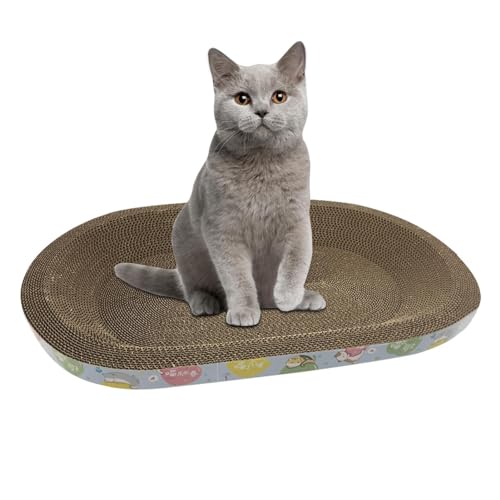 Katzenkratzpad - 2-in-1-Kratzunterlage aus ovaler Wellpappe | Großes Kratzbrett für Katzen, leicht zu kratzen von Janurium