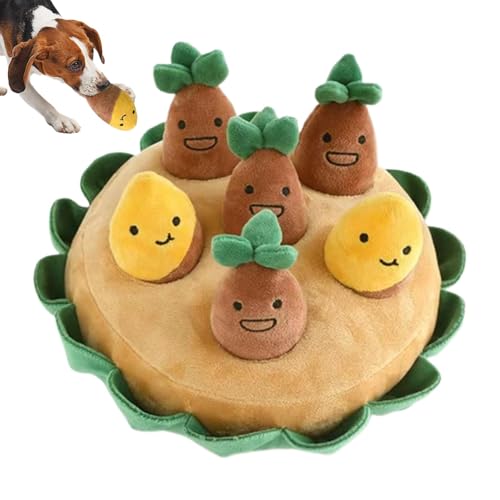 Quietschendes Hundespielzeug,Quietschendes Hundespielzeug | Interaktive Schnüffelmatte Potato Farm Quietschendes Hundespielzeug,Interaktives Plüsch-Puzzlespielzeug, multifunktionales Kartoffelbeet-Hun von Janurium