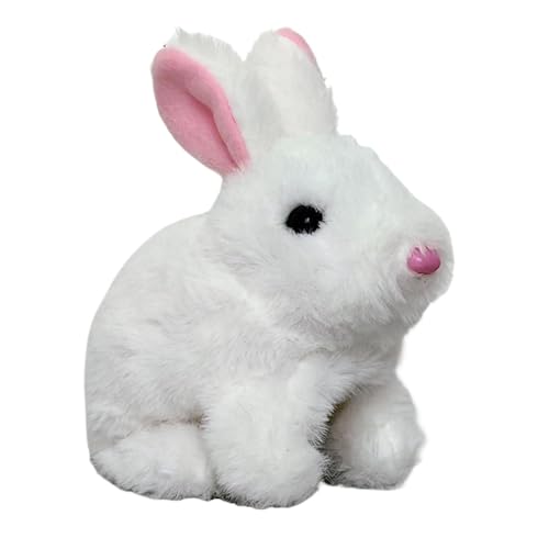 Realistischer Hasenplüsch, interaktiver Plüschhasen | Stoffed Bunny Plush Interactive Toy - Pädagogische elektronische Haustierspielzeug Realistischer Kaninchen hüpfen zuckend Mund -Wackelohren von Janurium