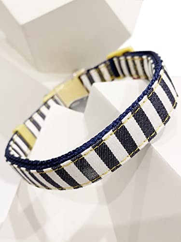 Japan Premium Pet Denim Halsband Sea Style mit Silikonschutz und Doppelbefestigung, Größe M (34–60 cm), Blau von Japan Premium Pet