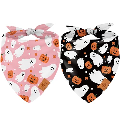 JarThenaAMCS Halloween Hund Bandana Geist Kürbis Haustier Schal Verstellbar Dreieck Haustier Halstuch Hund Lätzchen für Hund Katze Geburtstag Kostüm Zubehör von JarThenaAMCS