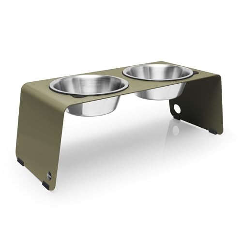Jaska ARC Hundebar erhöhter Futternapf Futterstation aus Edelstahl und Stahl (Oliv, XL) von Jaska