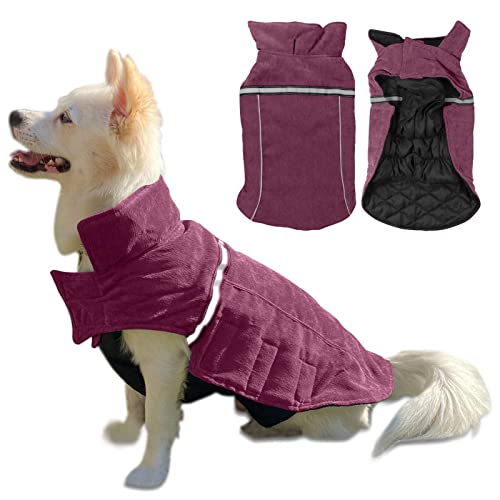 Hundemäntel, reflektierend, für kaltes Wetter, winddichter Pullover, wendbar, warme Baumwolljacke, Pullover, Hundemäntel für kleine, mittelgroße Hunde (rot, mittelgroß) von Jasmeas