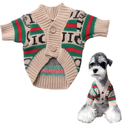 Niedlicher gestrickter Katzenpullover, warm, gestreift, Hundebekleidung, verdickter Winter-Kätzchenpullover für Indoor-Katzen und kleine Hunde (Streifen 2, S (0-1,5 kg)) von Jatmira