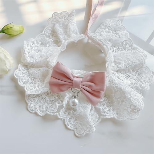 Niedliches Katzenhalsband mit Schleife, mit Blumenmuster, ästhetisch, Fliege mit Glöckchen, für Innenkatzen, Kätzchen und kleine Hunde, Welpen (Rosa, Größe S (1,8–3,2 kg) von Jatmira