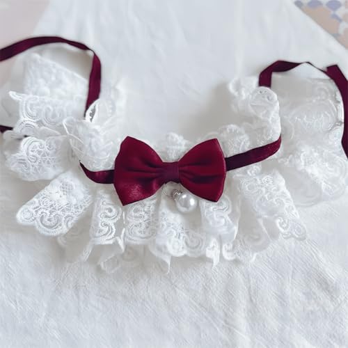 Niedliches Katzenhalsband mit Schleife, mit Blumenmuster, ästhetisch, Fliege mit Glöckchen, für Innenkatzen, Kätzchen und kleine Hunde, Welpen (Rose, L (5 - 9 kg)) von Jatmira