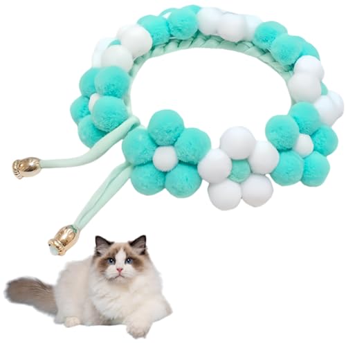 Niedliches Katzenhalsband mit Schleife, mit Blumenmuster, ästhetisches Katzenhalsband mit Glöckchen, Fliege für Indoor-Katzen und kleine Hunde, Welpen (Farbe 2, L (5,9–9 kg)) von Jatmira