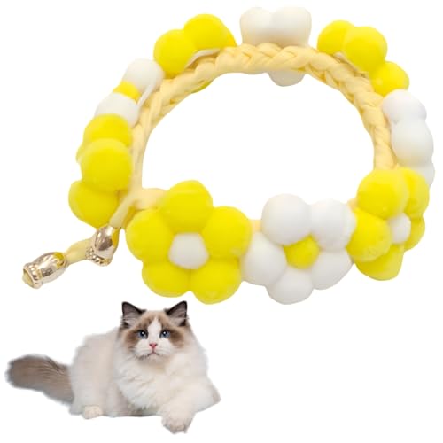 Niedliches Katzenhalsband mit Schleife, mit Blumenmuster, ästhetisches Katzenhalsband mit Glöckchen, Fliege für Indoor-Katzen und kleine Hunde, Welpen (Farbe 3, L (5,9–9 kg)) von Jatmira