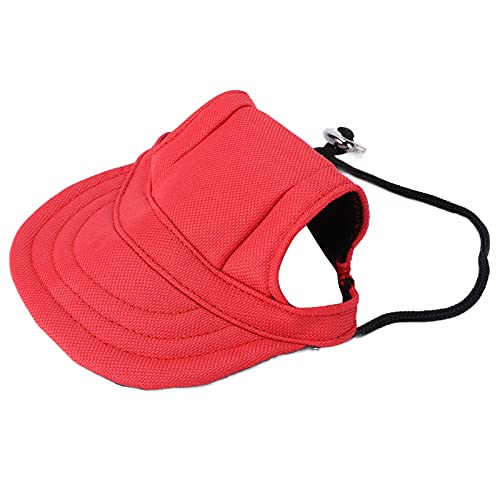 Hunde-Baseballmütze, Sonnenschutz, Bequem, Verstellbar, Haustier-Sportmütze mit Ohrlöchern für Kleine Hunde (Rot) von Jauarta