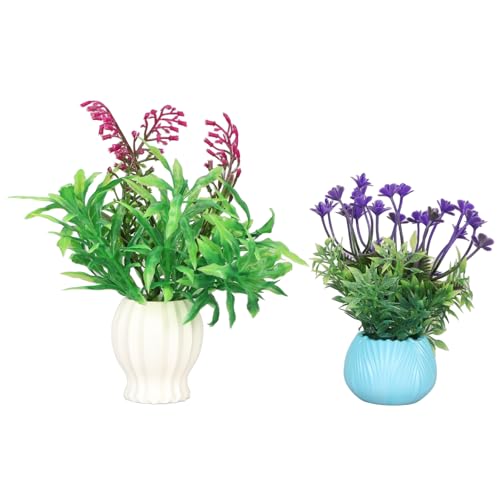 Jauarta 2 Stücke Aquarium Künstliche Blumen Dekoration Simulation Aquarium Gefälschte Blume Landschaftsbau Ornament mit Harz Vase von Jauarta