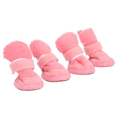 Jauarta 4 Stück Haustierstiefel, Warm, Weich, Verhindern Verrutschen, Leicht, Verstellbar, für Katzen, Hunde, Schneeschuhe für Chihuahua, Bichon, Schnauzer (2) von Jauarta