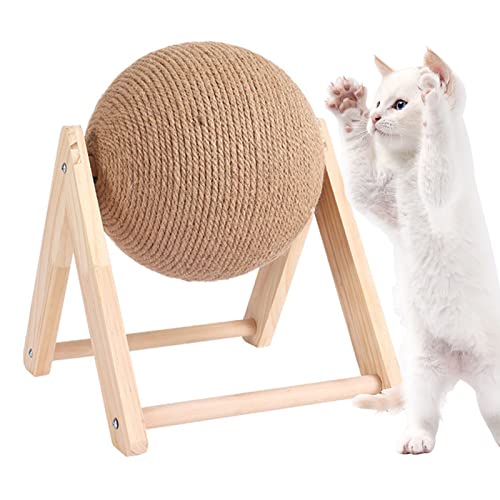 Kratzkugel für Katzen,Sisal Kratzball,Katzen Kratzball,Kratzspielzeug Katze Holz Kratzball,Stabiler Kratzbaum Haustiermöbel,Massivholz Katzen KlettergerüSt Kratzbrett Kratzkugel,Katzenspielzeug (S) von Jauhmui