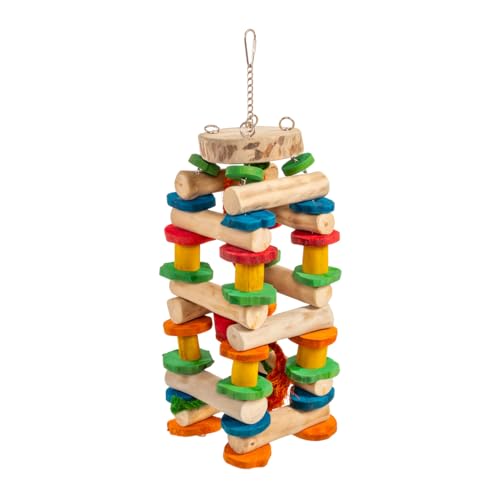 Java | Knabberspielzeug - Vogelspielzeug aus Holz - Babble Tower Chain - Large | ca. 18 x 18 x 43 cm von Java