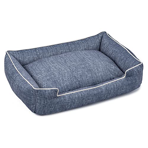 Jax & Bones Hundebett, Lounge, maschinenwaschbar, extra strapazierfähig, verstärkte Seiten, groß, Stonewash-Blau, 99 x 81 cm von Jax & Bones