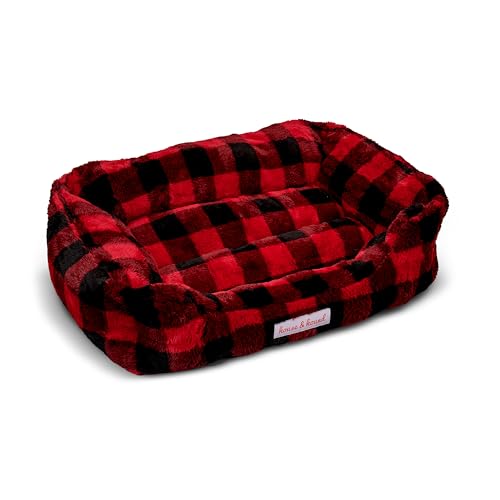 Jax & Bones Rundum rot und schwarz Nerz Plaid Bett mit ausgeschnittener Silhouette von Jax & Bones