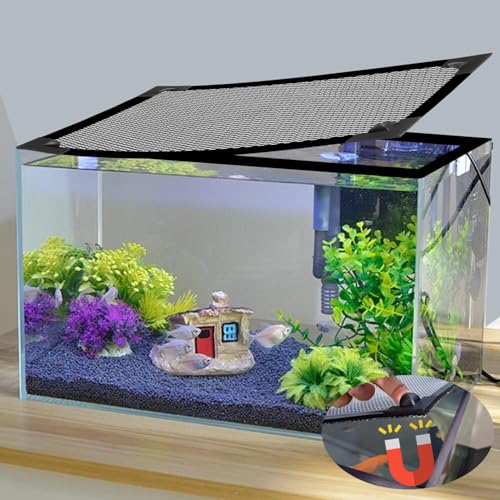 Jaxbo Magnetischer Aquarium-Deckel, DIY-Fischtank-Deckel, Anti-Springnetz-Abdeckung, Netz, Terrariendeckel, Aquariumhaube, verstellbare Größe, passend für Aquariumgröße max. 88,9 x 48,3 cm von Jaxbo