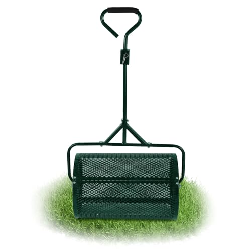 Jaxguom Kompoststreuer 75L, Gartenstreuer 60x41cm,Komposter Metall mit Mesh-Korb,Saatgutstreuer für Dünger & Setzlinge Torfmoosstreuer für Kompost Torfmoos Oberboden,Grün von Jaxguom