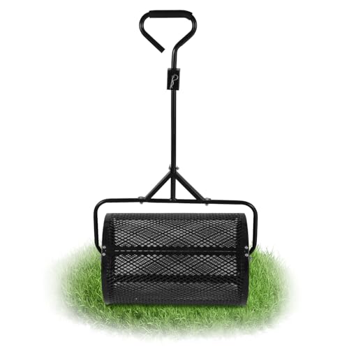 Jaxguom Kompoststreuer 75L, Gartenstreuer 60x41cm,Komposter Metall mit Mesh-Korb,Saatgutstreuer für Dünger & Setzlinge Torfmoosstreuer für Kompost Torfmoos Oberboden,Schwarz von Jaxguom