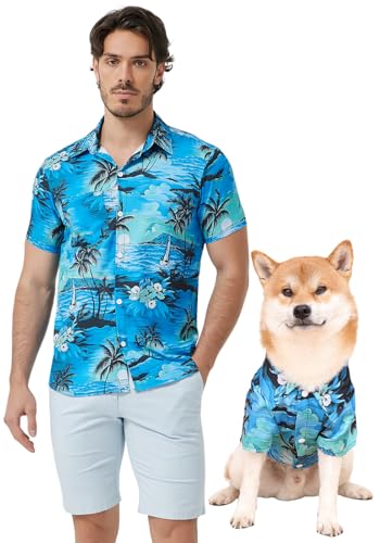 Jaynuier Hunde-Shirt, Hawaii, Hawaii-Hunde-T-Shirt, Blumenmuster, atmungsaktiv, coole Kleidung, Besitzer und Haustier-Shirts sind separat erhältlich von Jaynuier