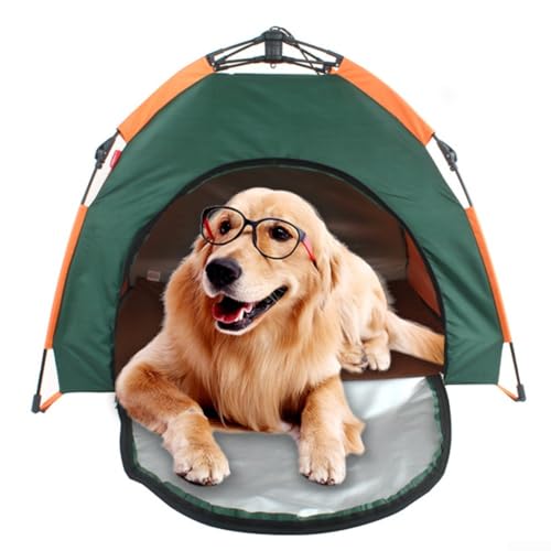 Outdoor-Haustierzelt, geeignet für erhöhtes Outdoor-Hundebett, Sonnenschirm, geeignet für Hundebett, Grün und Orange, 79 x 77 x 62 cm von Jayruit