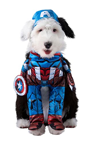 Jazwares Marvel Pet Avengers Captain America Hundekostüm, Halloween-Kostüm für Haustiere – Offiziell lizenziert, Größe S von Jazwares