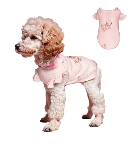 JcDuDoi Hunde-T-Shirts für Mädchen, leicht, dehnbar, atmungsaktiv, weich, kühl, Kleidung für Welpen, Kätzchen, Katzen, kleine, mittelgroße Hunde (Rosa, Größe M) von JcDuDoi