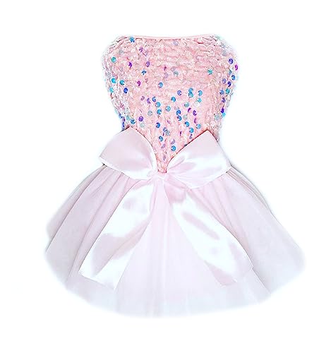 JcDuDoi Hundeprinzessin formelles Kleid für kleine Hunde und Mädchen, funkelnde Pailletten, süße Haustierkleidung, Hochzeit, Geburtstag, Party, Welpenkleider, Katzenbekleidung, Zubehör, Kostüme, von JcDuDoi