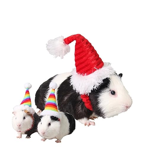 Hamster Caps Plüsch Tier Kleine Chinchilla Meerschweinchen Winter Schwein Kopfbedeckung Eidechse Katze Kostüm Weihnachten Frohe Haustier Ball Zubehör Rot Santa Cap Haar Hut Hund Claus von Jczw