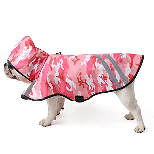 Regenjacke für kleine bis große Hunde, Hunde-Regenmantel mit Kapuze, Camouflage, wasserdichte Hunde-Regenjacke, Größe L von Jczw