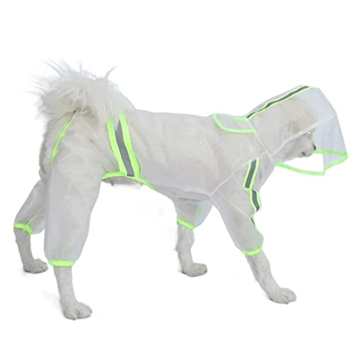 Tragbare, wasserdichte, transparente Hunde-Regenbekleidung for kleine und mittelgroße Hunde, leichte, atmungsaktive Regenjacke mit Kapuze, Welpen-Regenponcho-Umhang (transparent) von Jczw